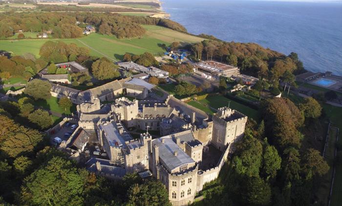 A view overlooking St Donat's Castle and the Vale of Glamorgan Heritage Coastline